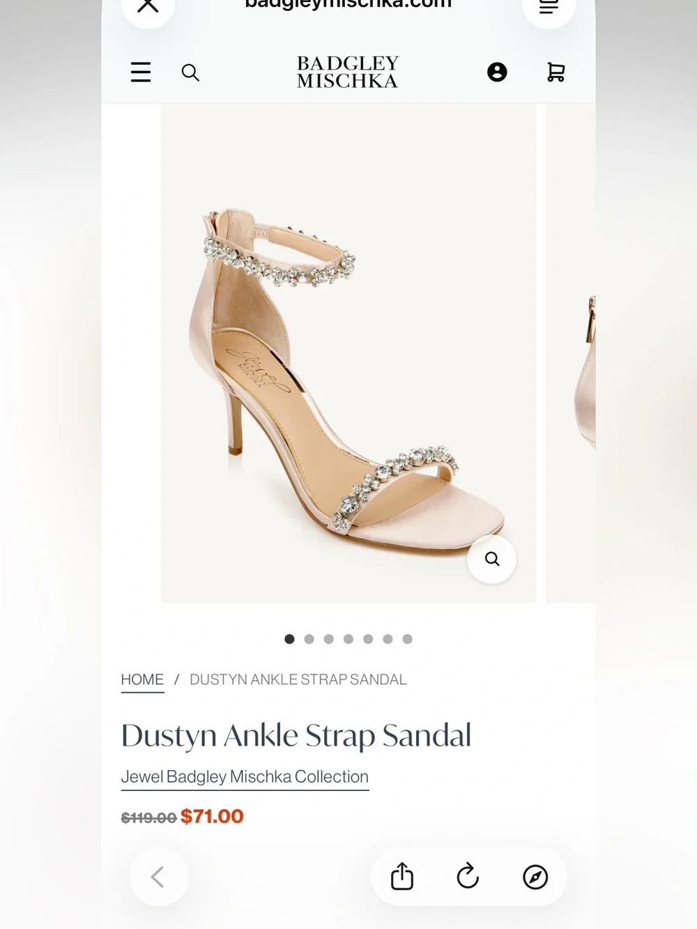Badgley Mischka Crystal-Embellished Blush Satin Ankle-Strap Heels